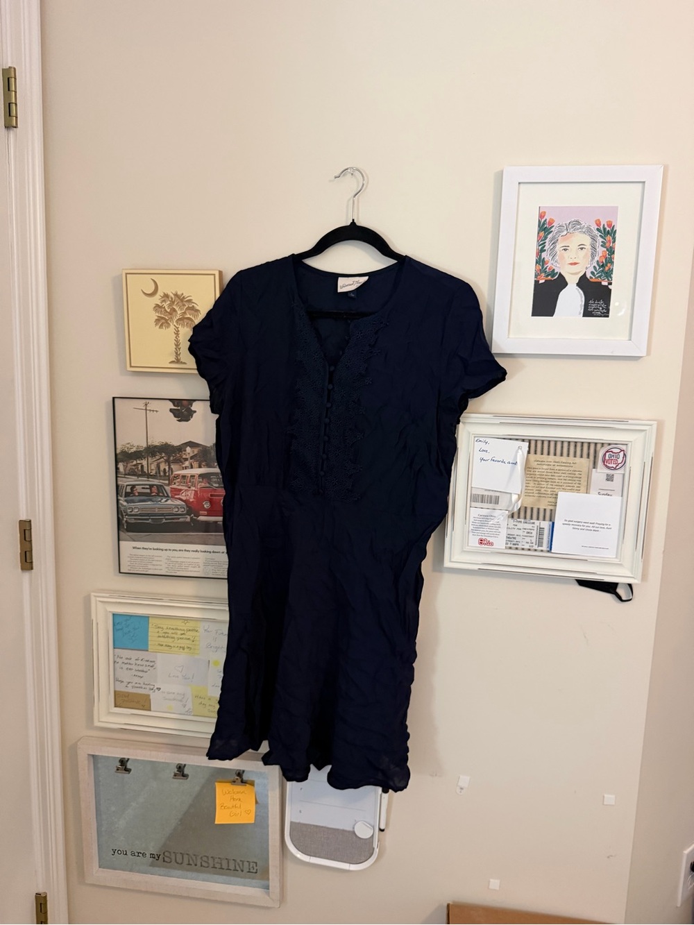 a new day Navy Short-Sleeve Mini Dress with Pintuck Detail